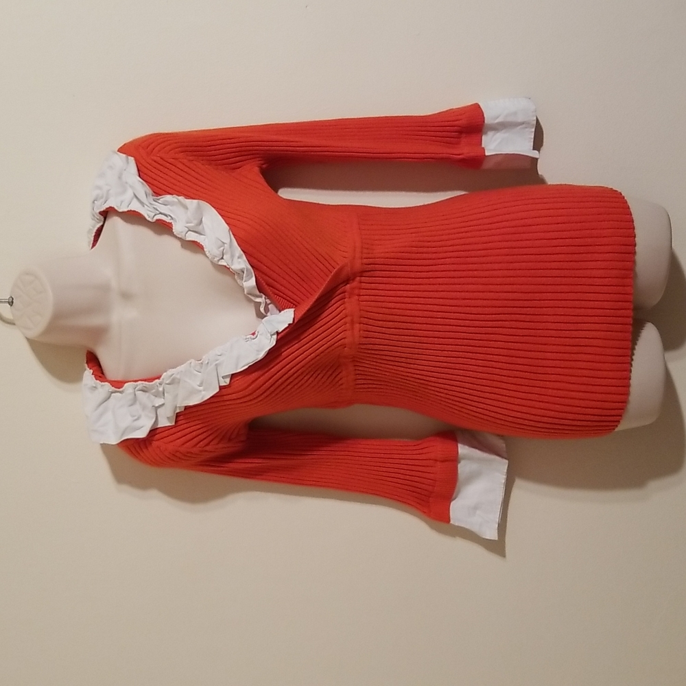 Ashley Stewart women's orange ruffled neck blouse